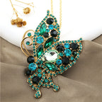 Elegant Blue Butterfly Gemstone Necklace