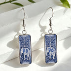 Blue Elephant Glass Drop Earrings