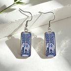 Blue Elephant Glass Drop Earrings