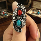Boho Leaf Dual Stone Ring