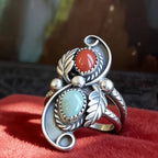 Boho Leaf Dual Stone Ring