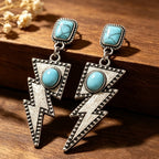 Boho Lightning Bolt Turquoise Drop Earrings