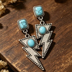 Boho Lightning Bolt Turquoise Drop Earrings