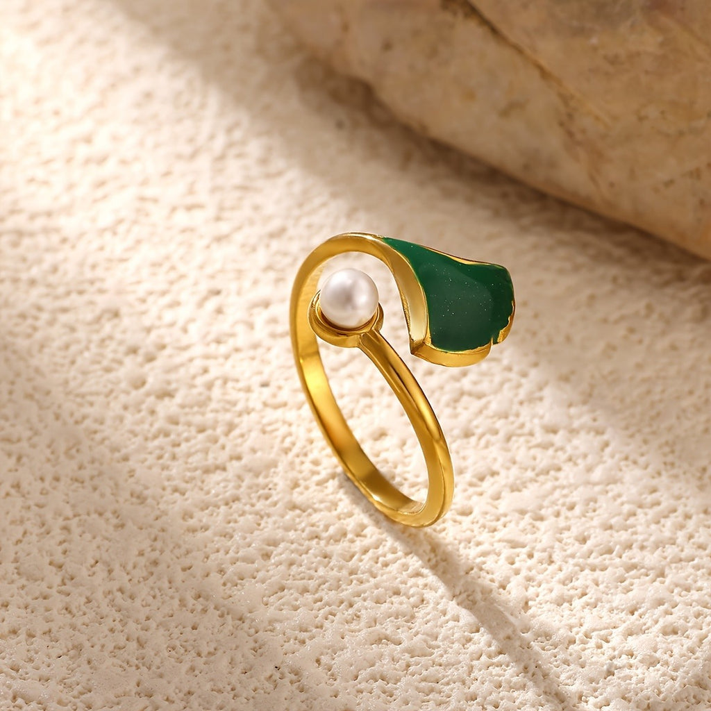 Whimsical Ginkgo Leaf Open Ring
