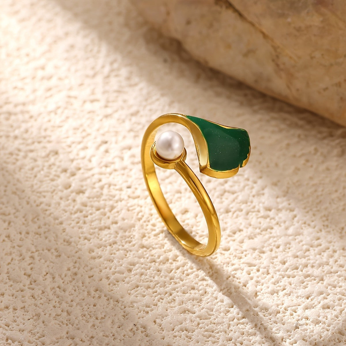 Whimsical Ginkgo Leaf Open Ring