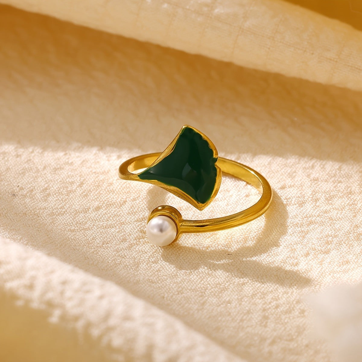 Whimsical Ginkgo Leaf Open Ring
