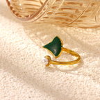 Whimsical Ginkgo Leaf Open Ring