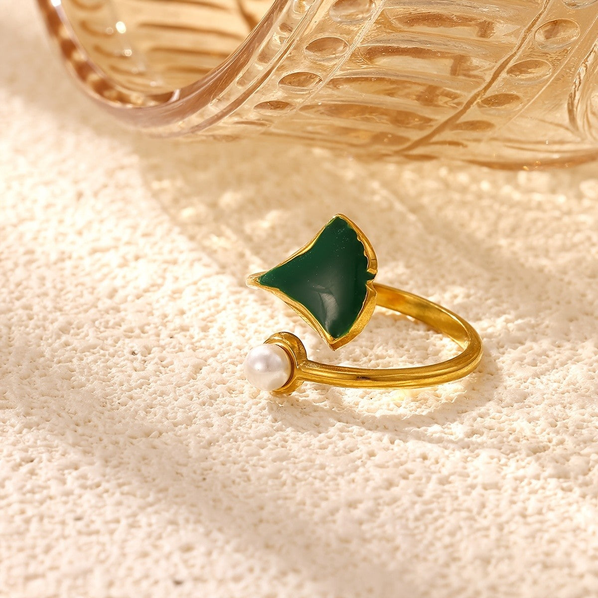 Whimsical Ginkgo Leaf Open Ring