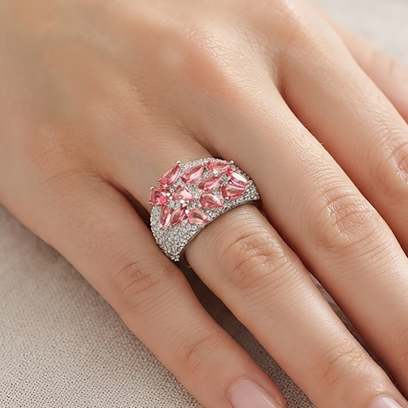 Elegant Pink Marquise Statement Ring