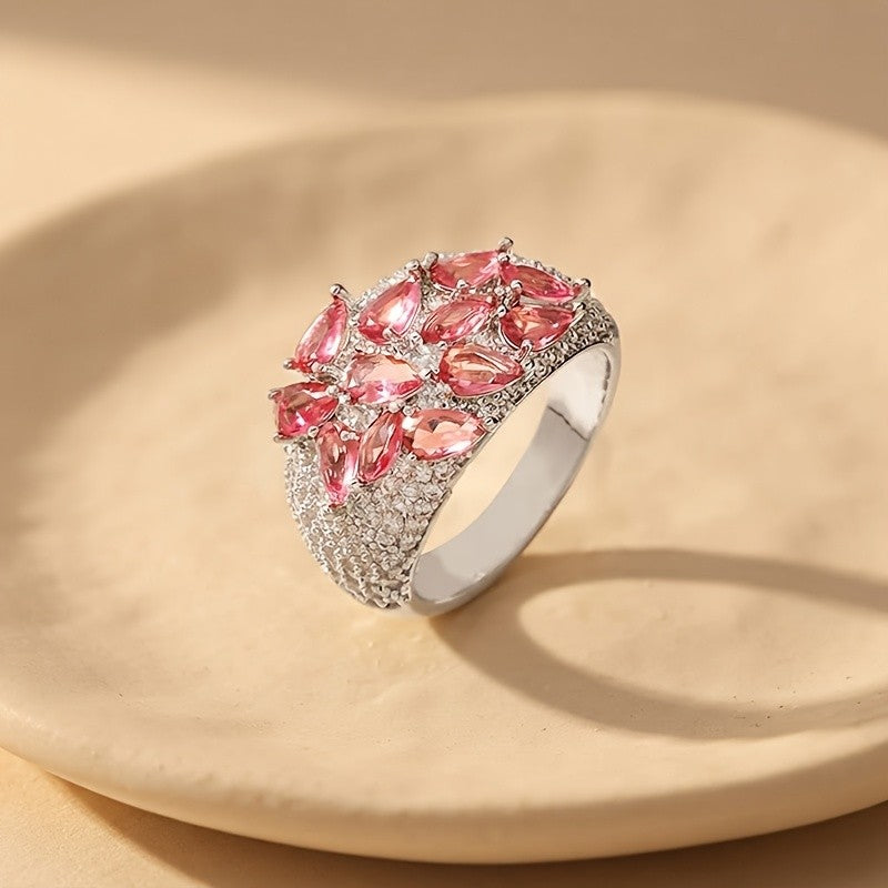 Elegant Pink Marquise Statement Ring
