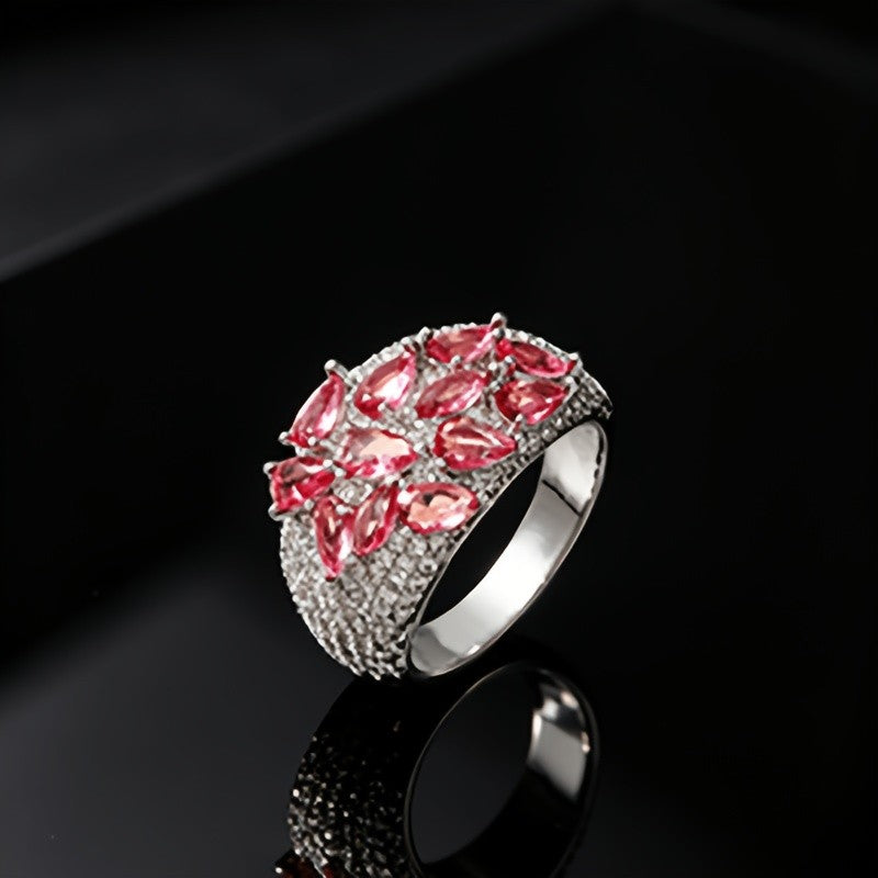 Elegant Pink Marquise Statement Ring