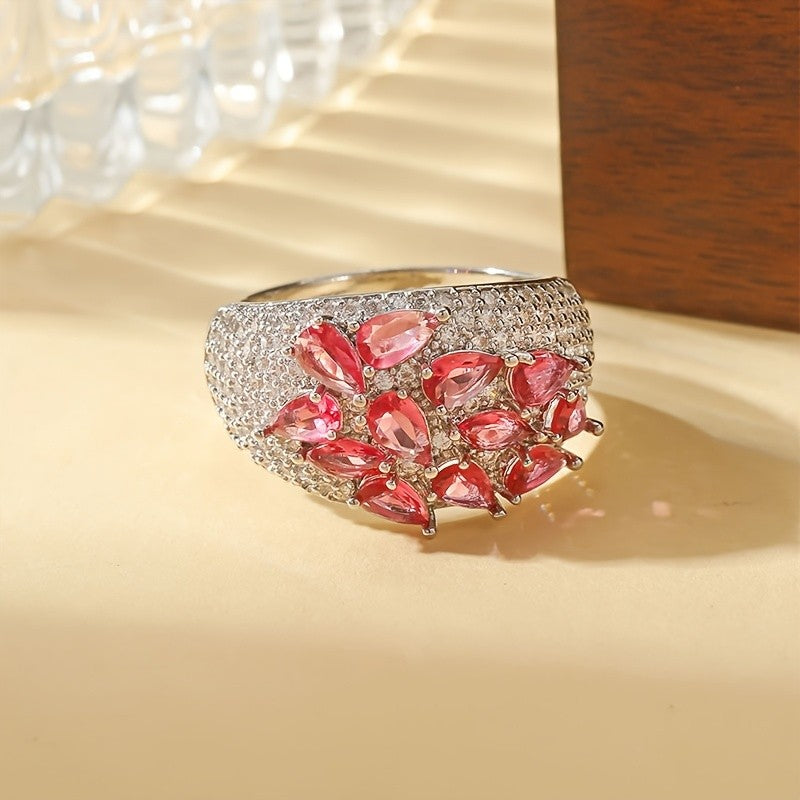Elegant Pink Marquise Statement Ring