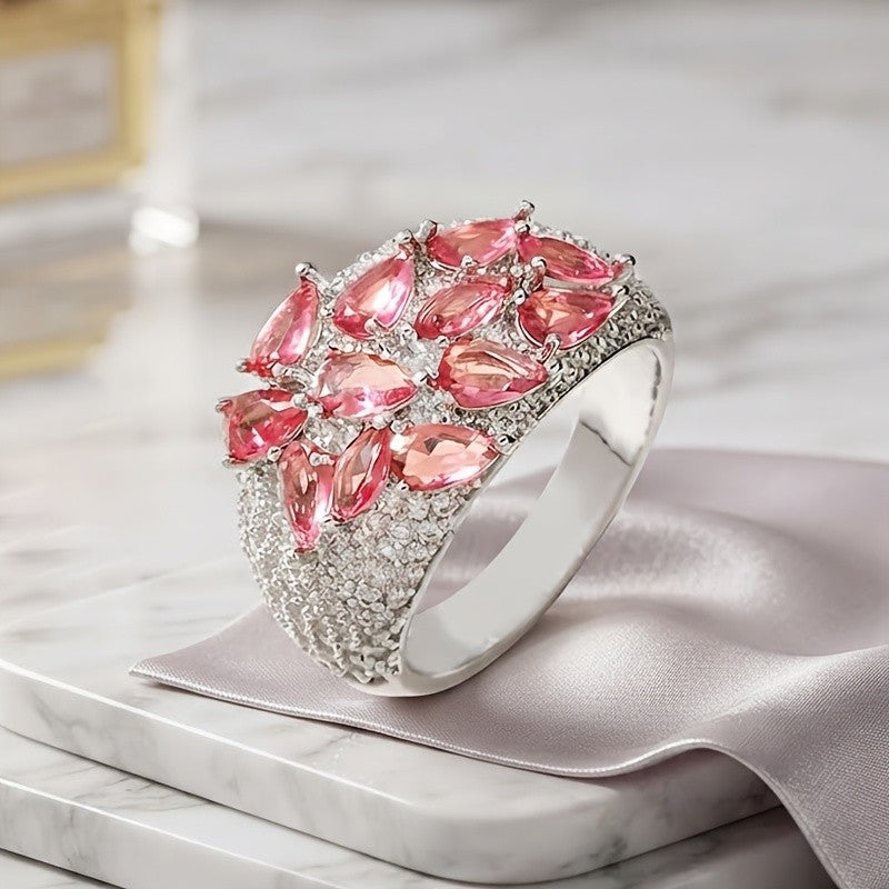 Elegant Pink Marquise Statement Ring