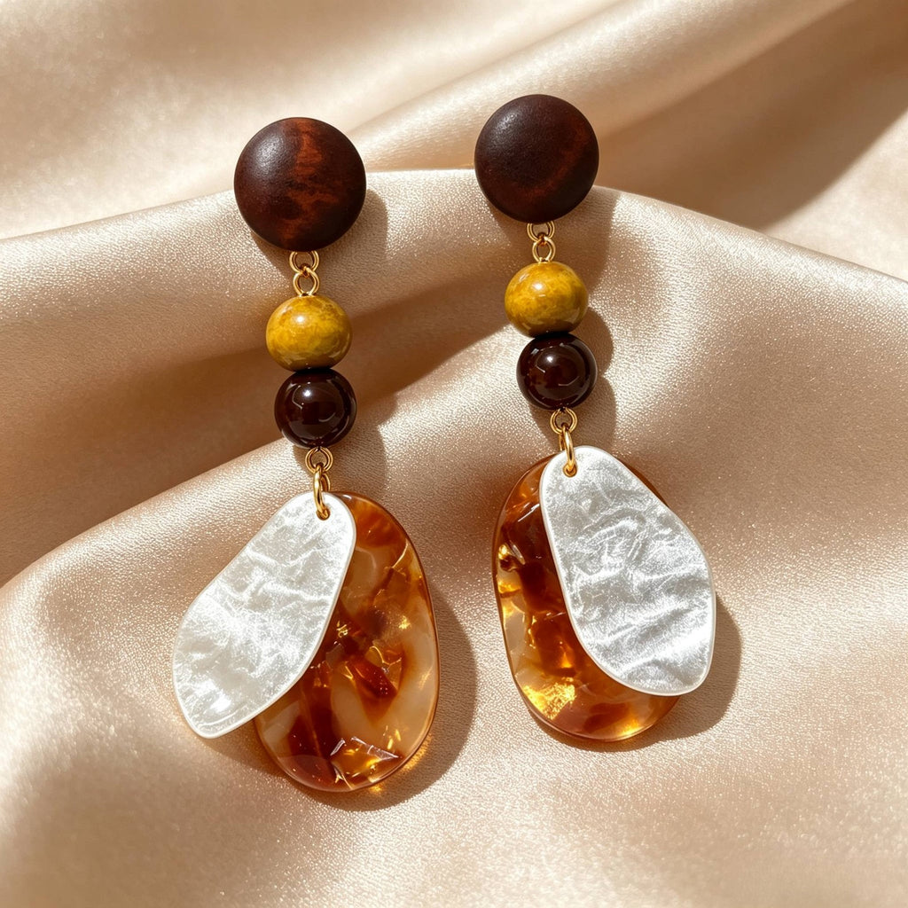 Boho Resin Bead Drop Earrings