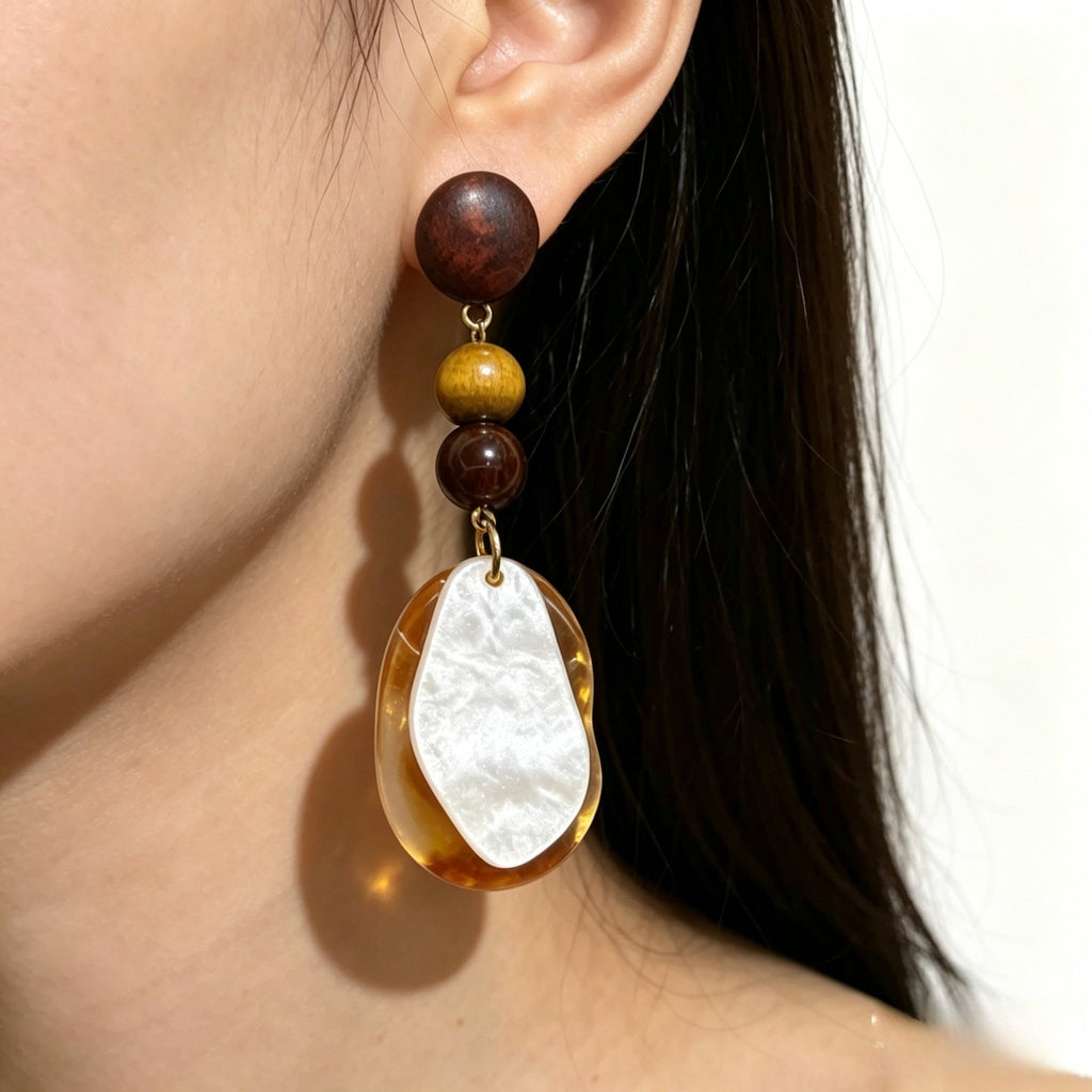 Boho Resin Bead Drop Earrings