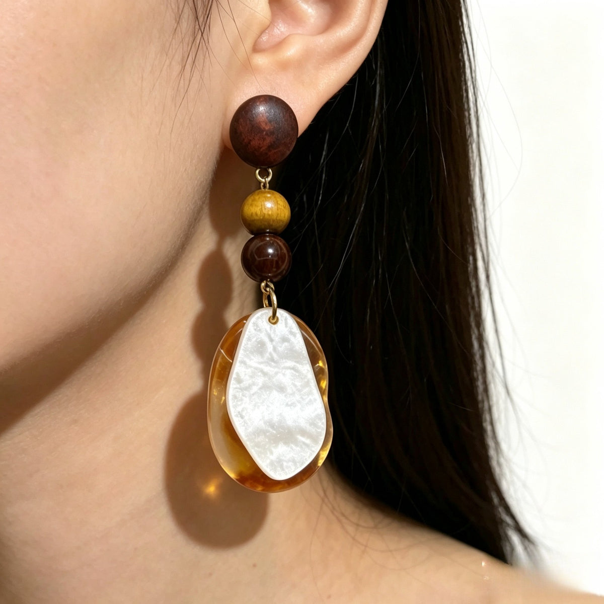 Boho Resin Bead Drop Earrings