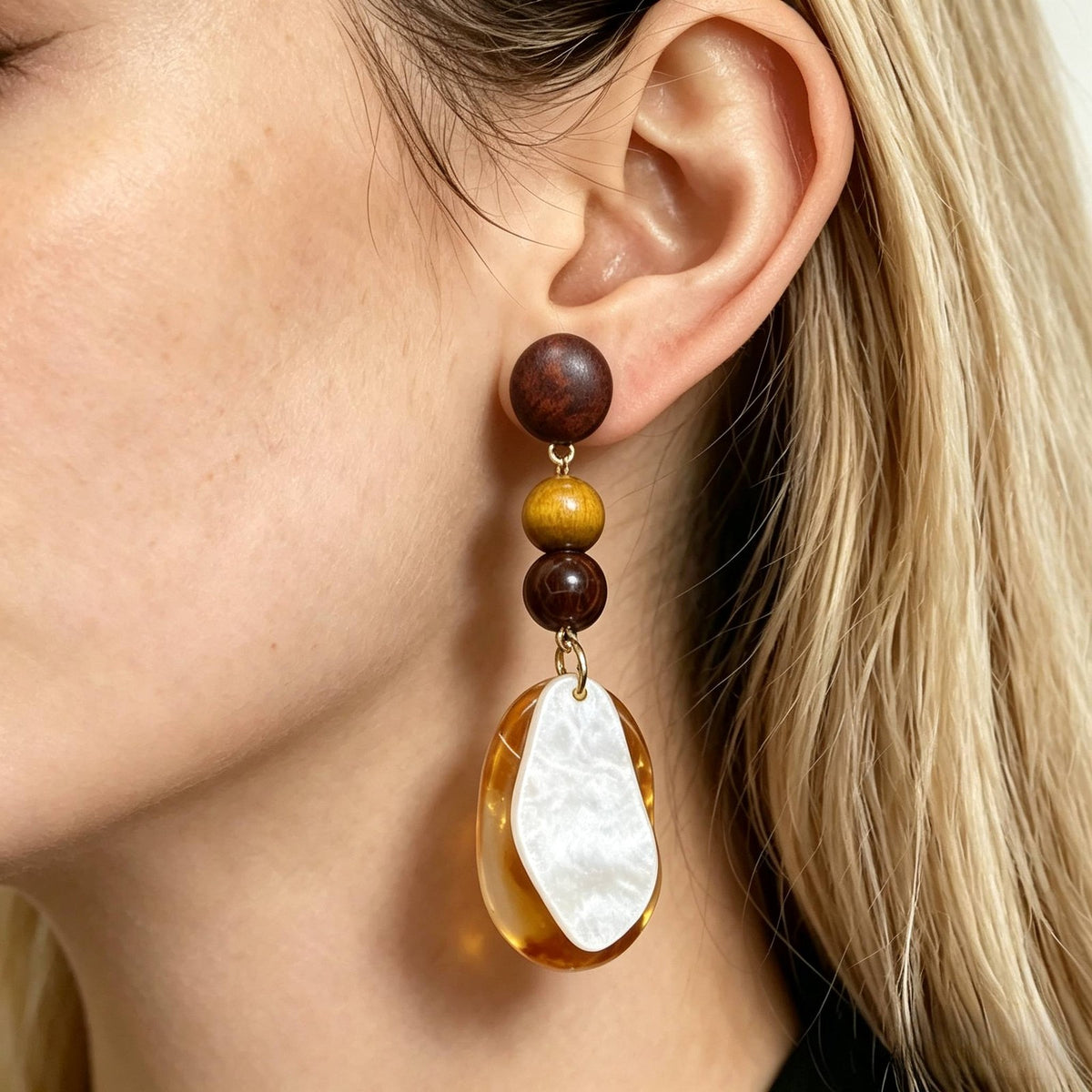 Boho Resin Bead Drop Earrings