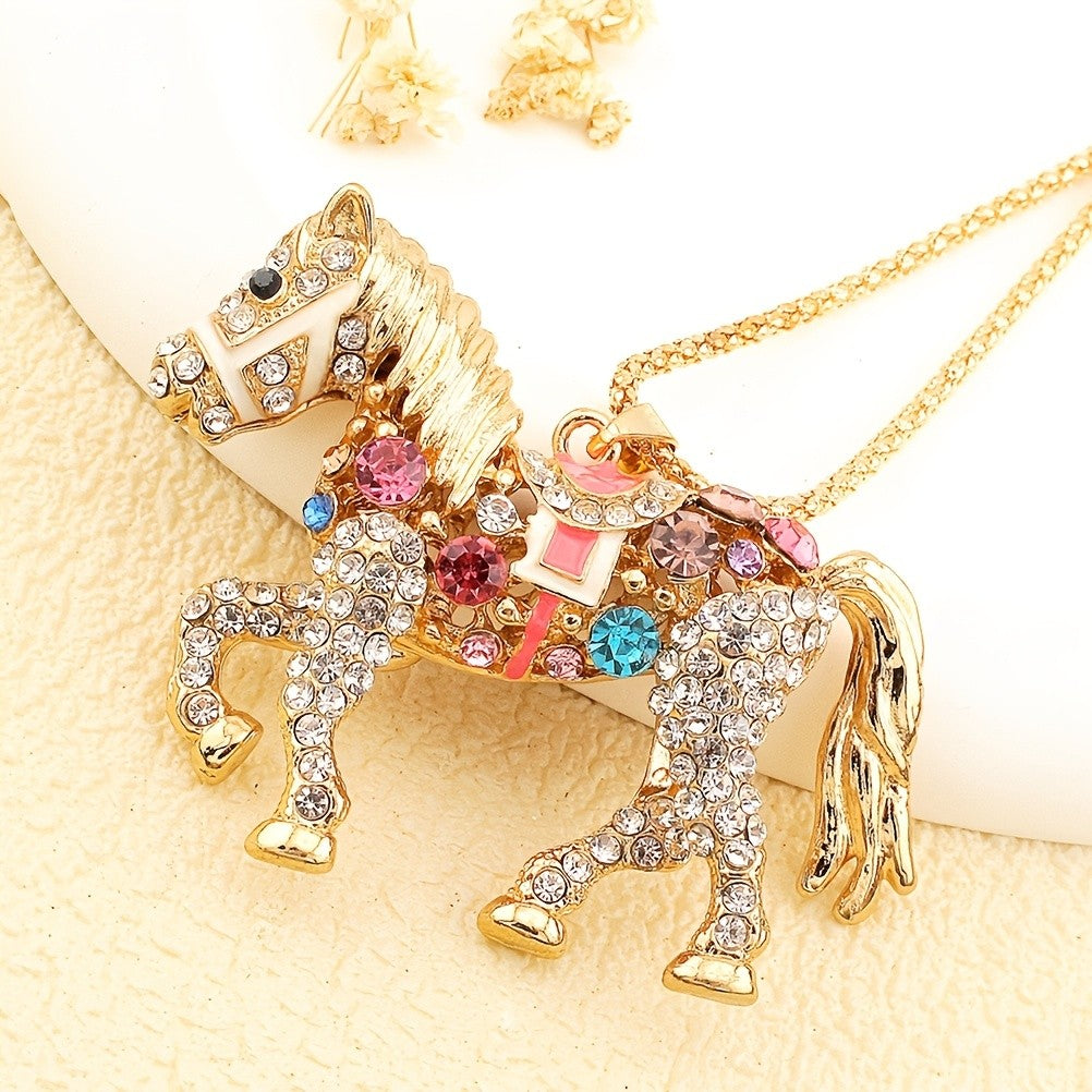 Whimsical Rainbow Horse Necklace