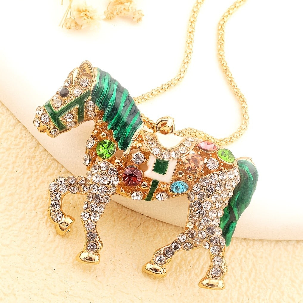 Whimsical Rainbow Horse Necklace