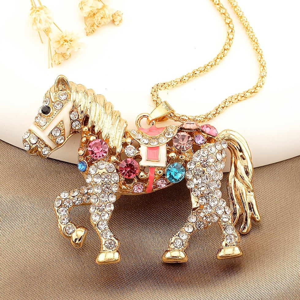 Whimsical Rainbow Horse Necklace