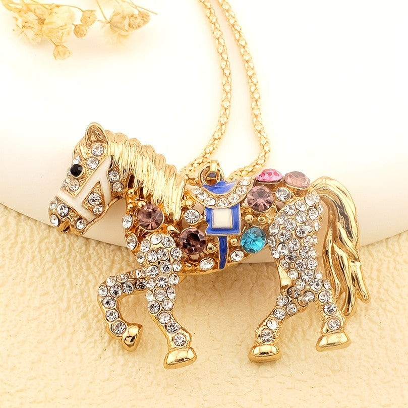 Whimsical Rainbow Horse Necklace