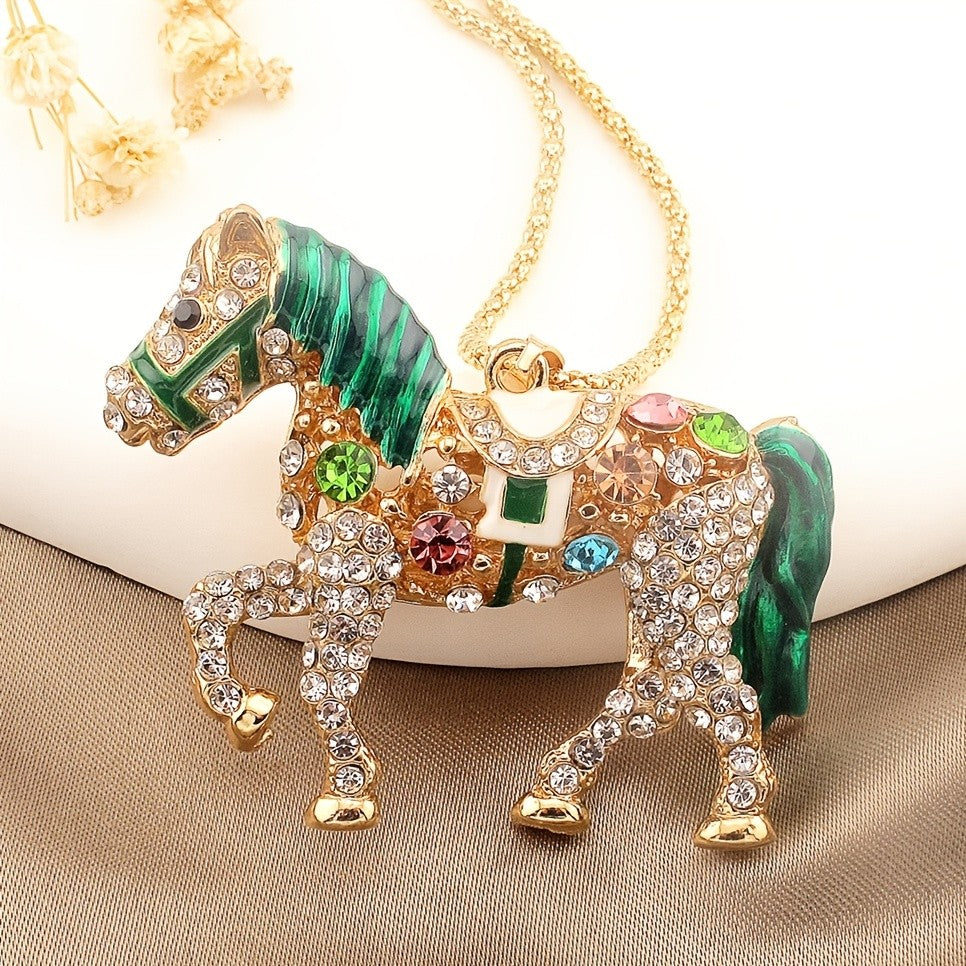 Whimsical Rainbow Horse Necklace