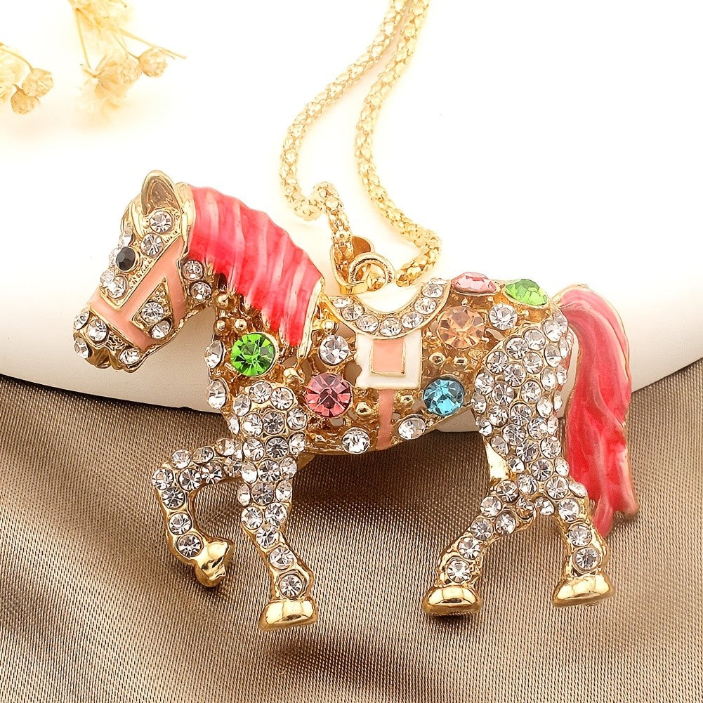 Whimsical Rainbow Horse Necklace