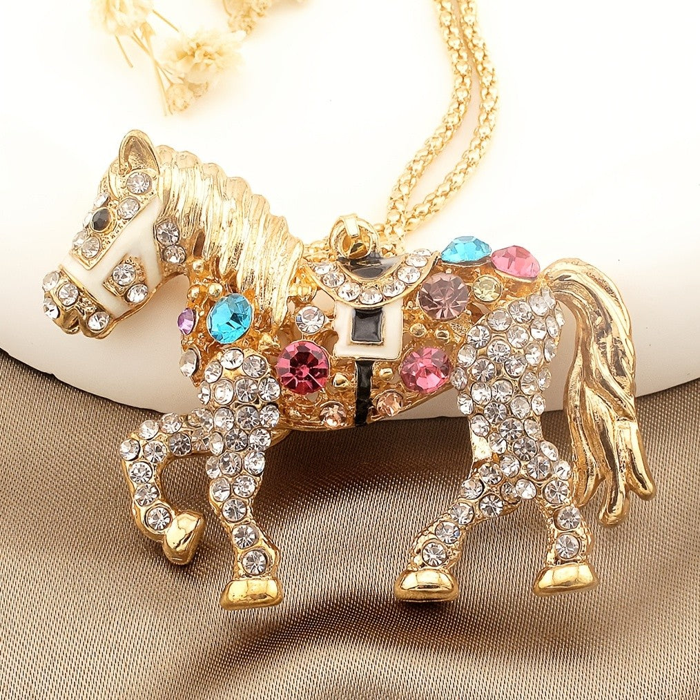 Whimsical Rainbow Horse Necklace