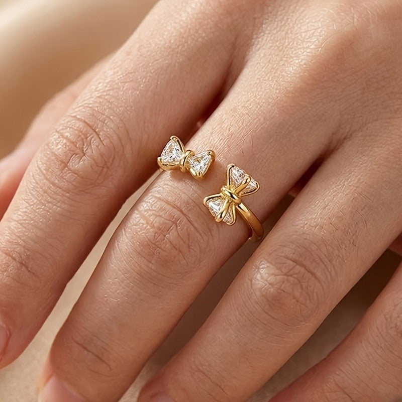 Dainty Bow Zircon Ring