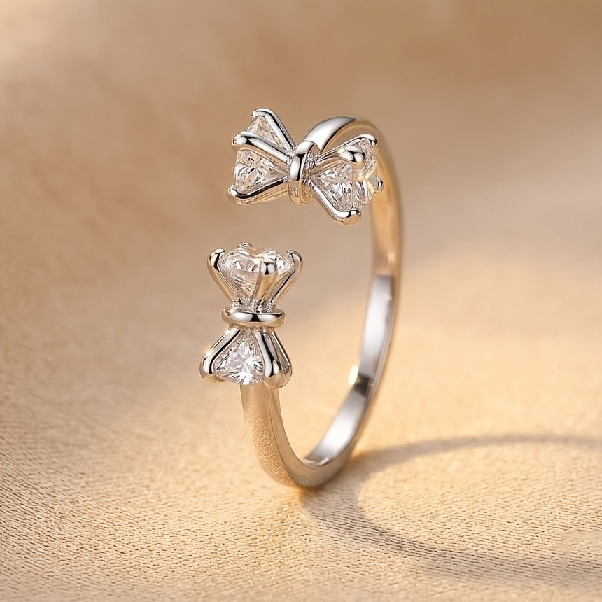 Dainty Bow Zircon Ring
