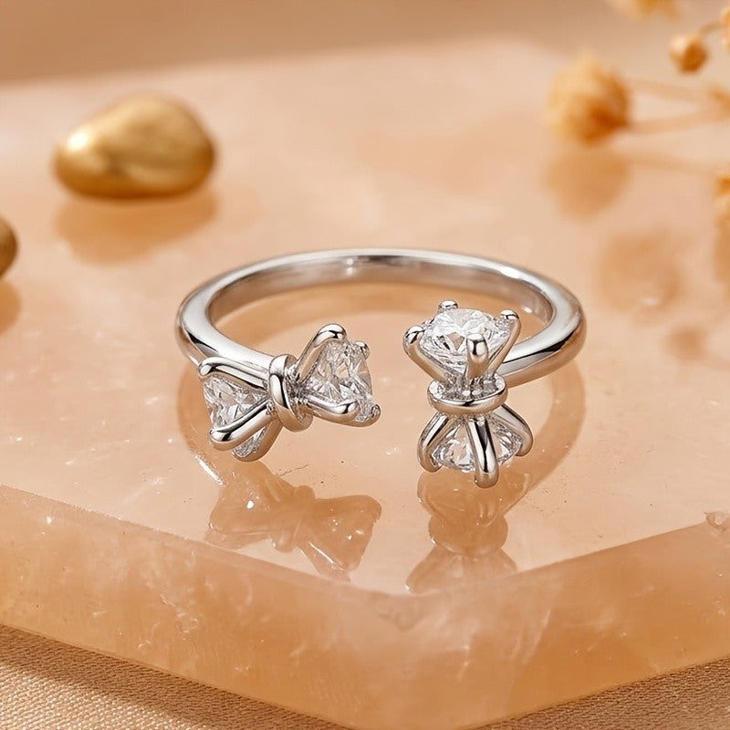 Dainty Bow Zircon Ring