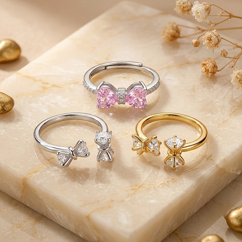 Dainty Bow Zircon Ring
