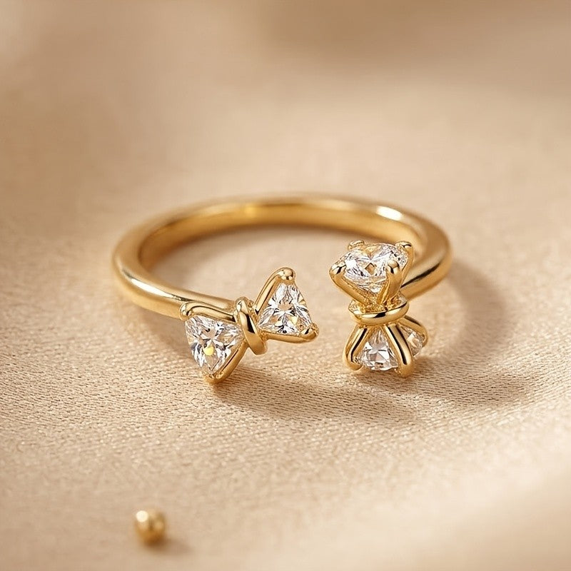 Dainty Bow Zircon Ring