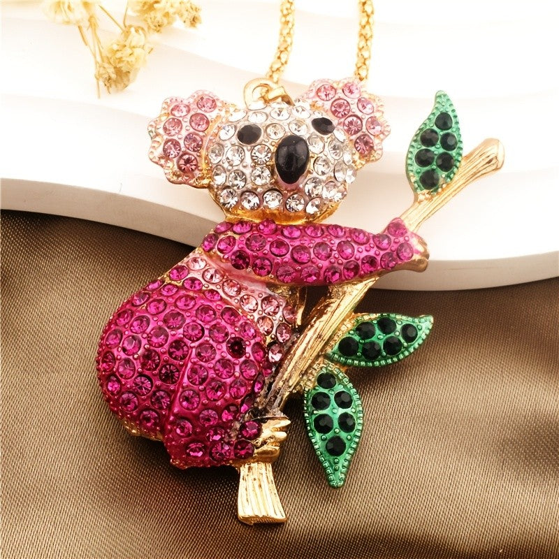 Whimsical Crystal Koala Necklace