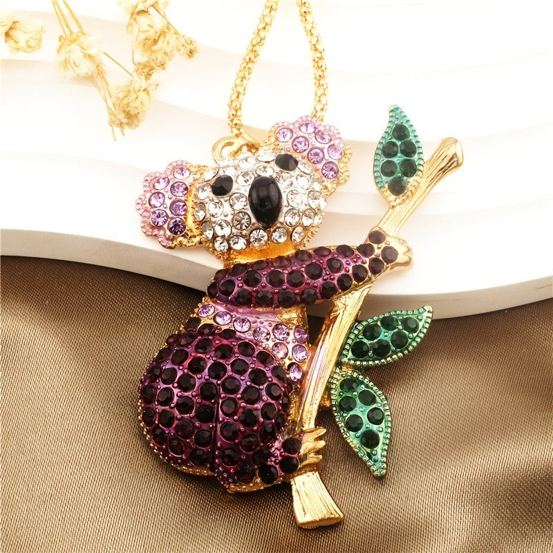 Whimsical Crystal Koala Necklace