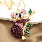 Whimsical Crystal Koala Necklace