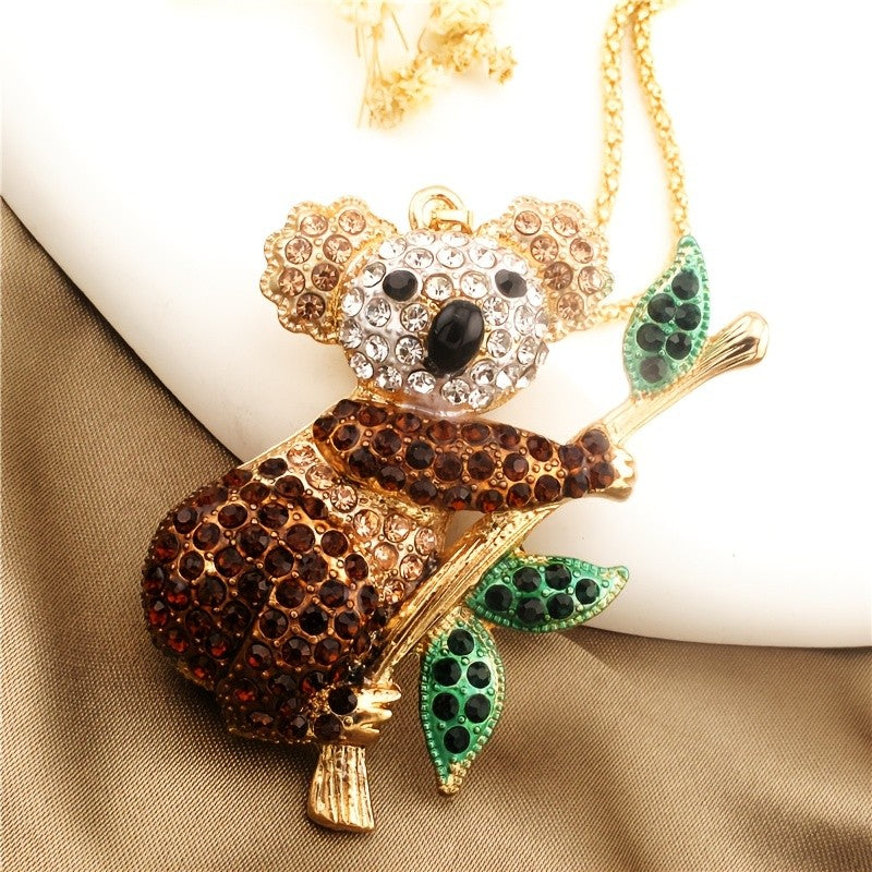 Whimsical Crystal Koala Necklace