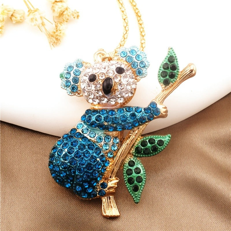 Whimsical Crystal Koala Necklace