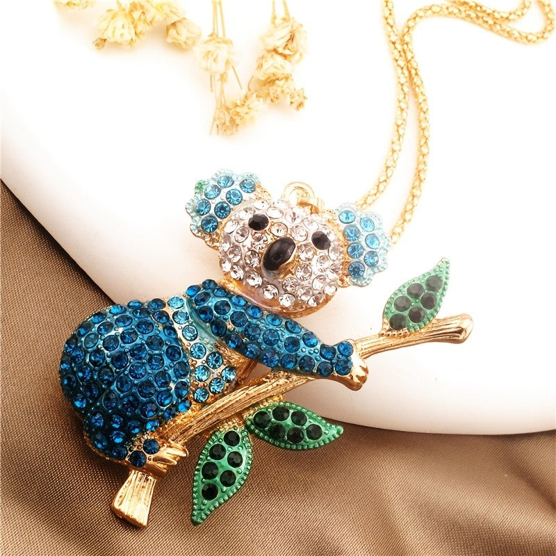 Whimsical Crystal Koala Necklace