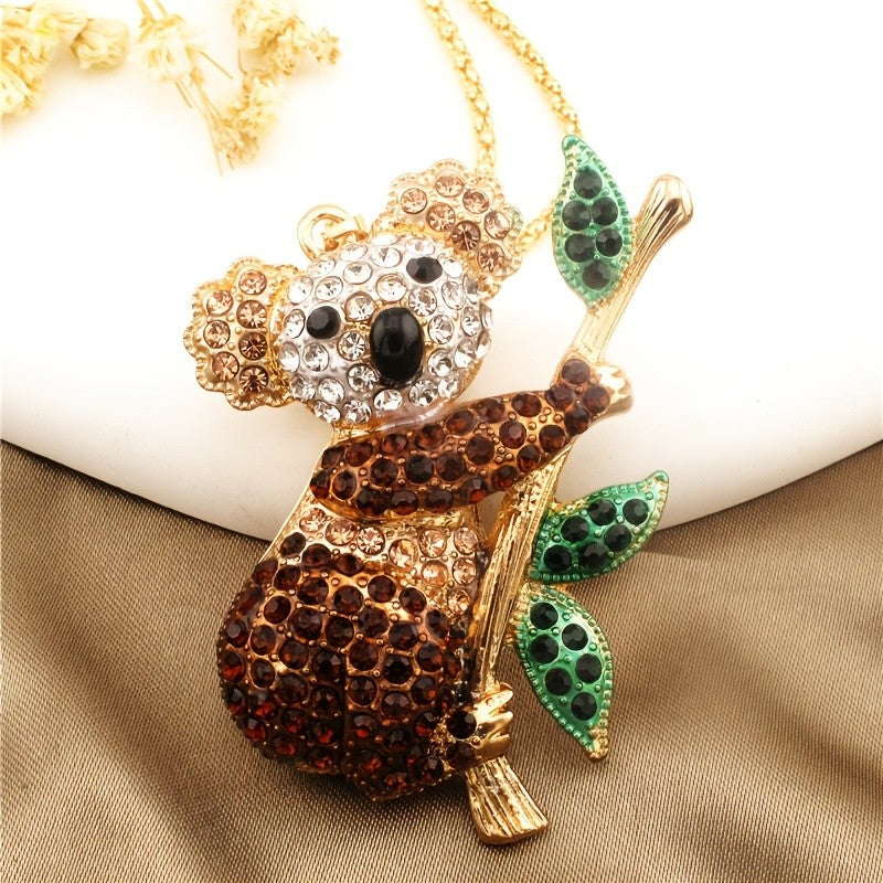 Whimsical Crystal Koala Necklace