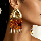 Boho Triangle Amber Drop Earrings