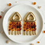 Boho Triangle Amber Drop Earrings