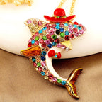 Whimsical Rainbow Dolphin Necklace