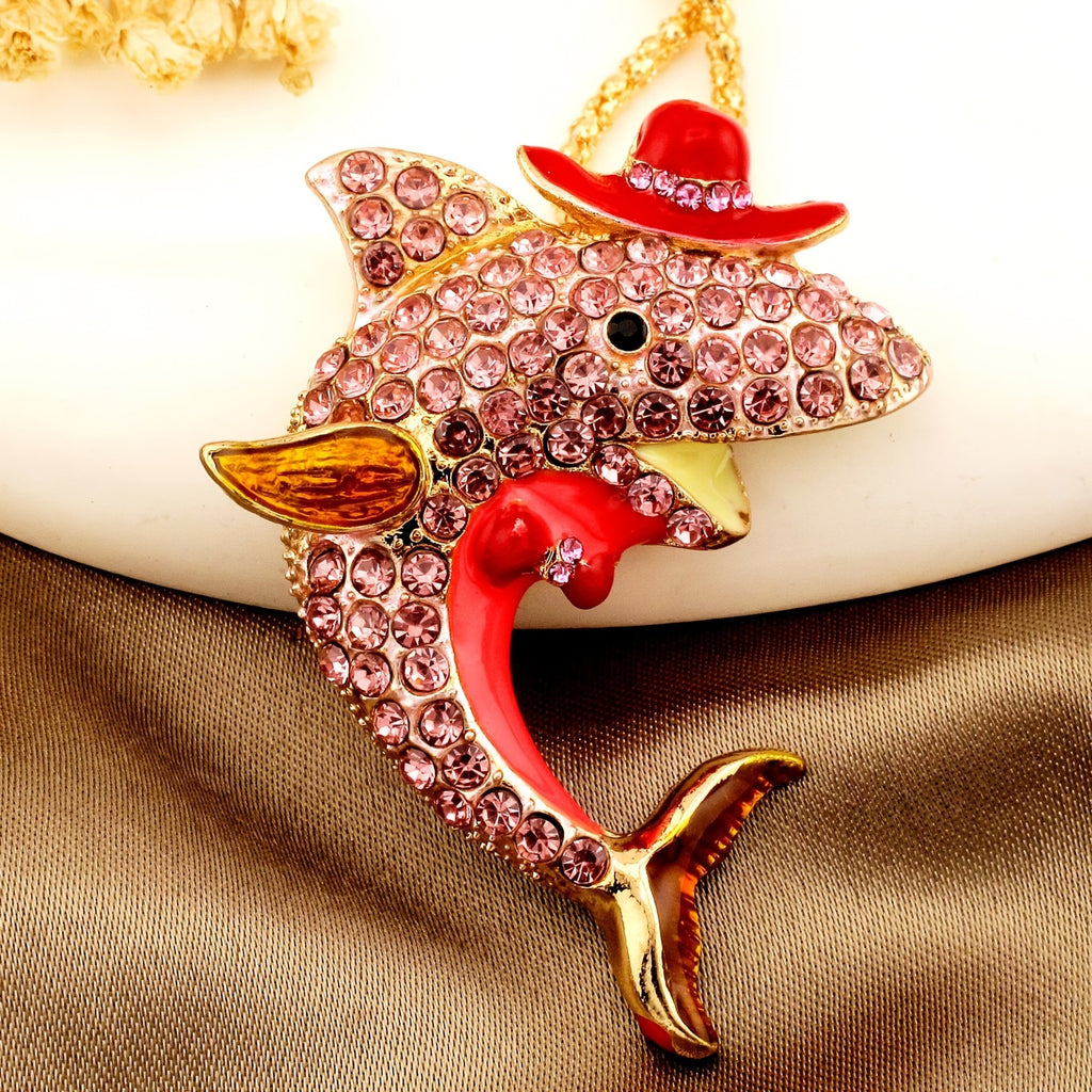 Whimsical Rainbow Dolphin Necklace