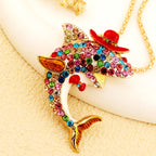 Whimsical Rainbow Dolphin Necklace