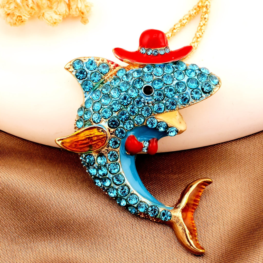 Whimsical Rainbow Dolphin Necklace