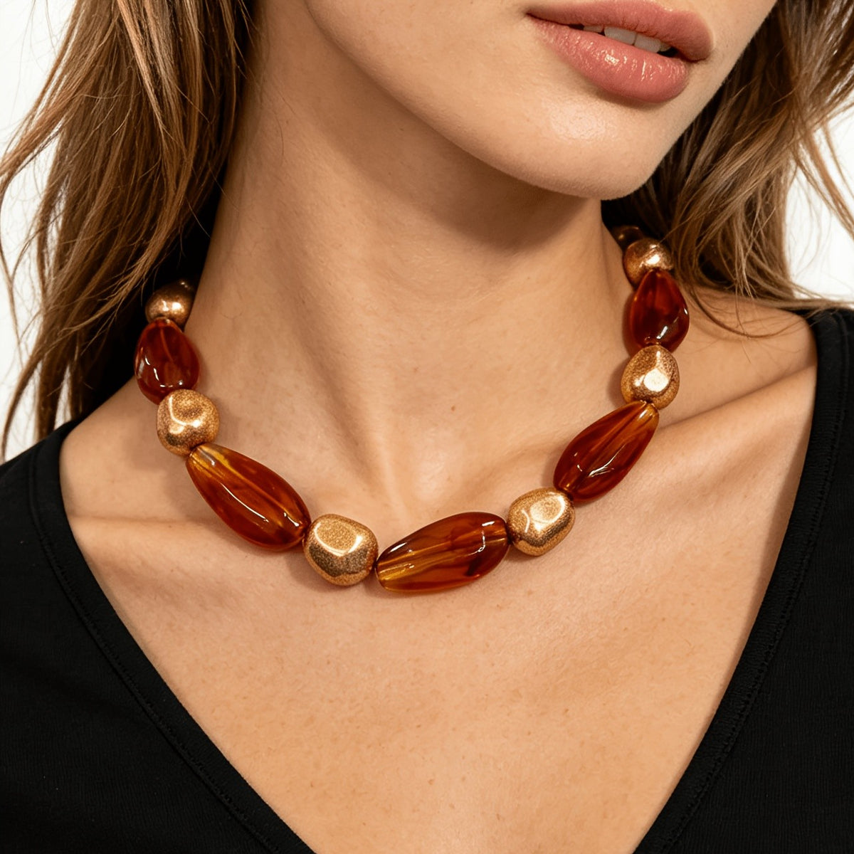 Chunky Amber Bead Necklace