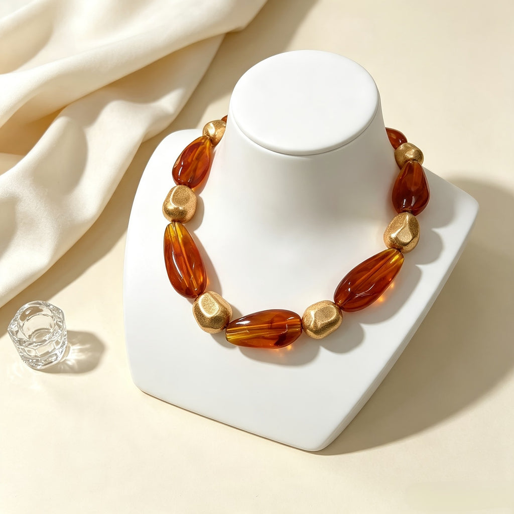 Chunky Amber Bead Necklace