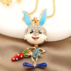 Whimsical Bunny Carrot Pendant Necklace
