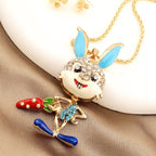 Whimsical Bunny Carrot Pendant Necklace